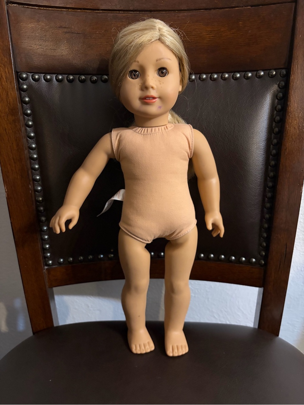 American Girl Peach Knit Sleeveless Doll Onesie